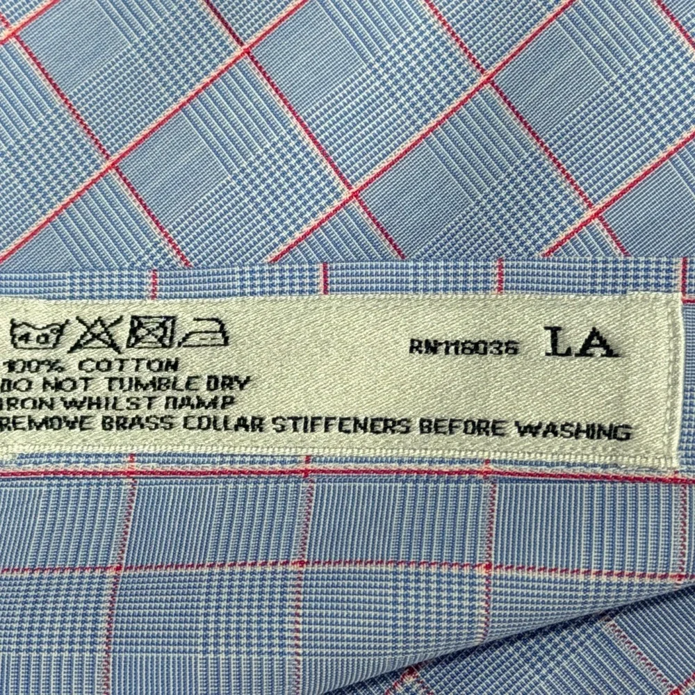 Charles Tyrwhitt Mens 18/35 Blue Check Non-Iron Classic Fit Dress Shirt - Picture 6 of 6